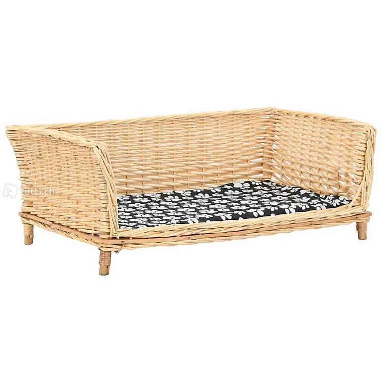  Hundekorb mit Kissen 90x54x35 cm Natur Weide